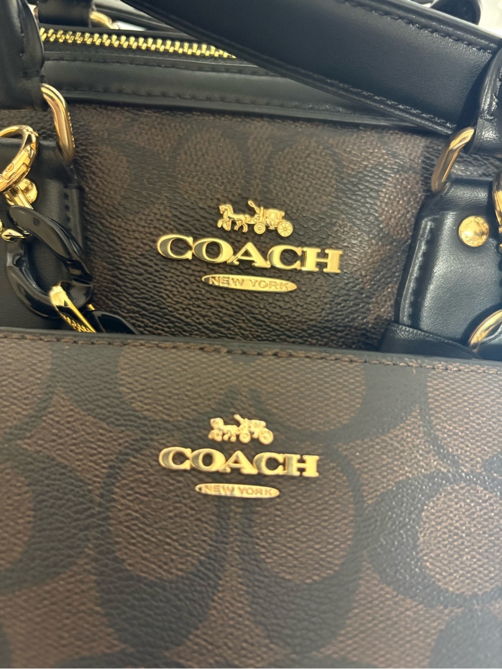 Coach Large Rowan Satchel in Walnut/Black Set - Picture 2 of 12